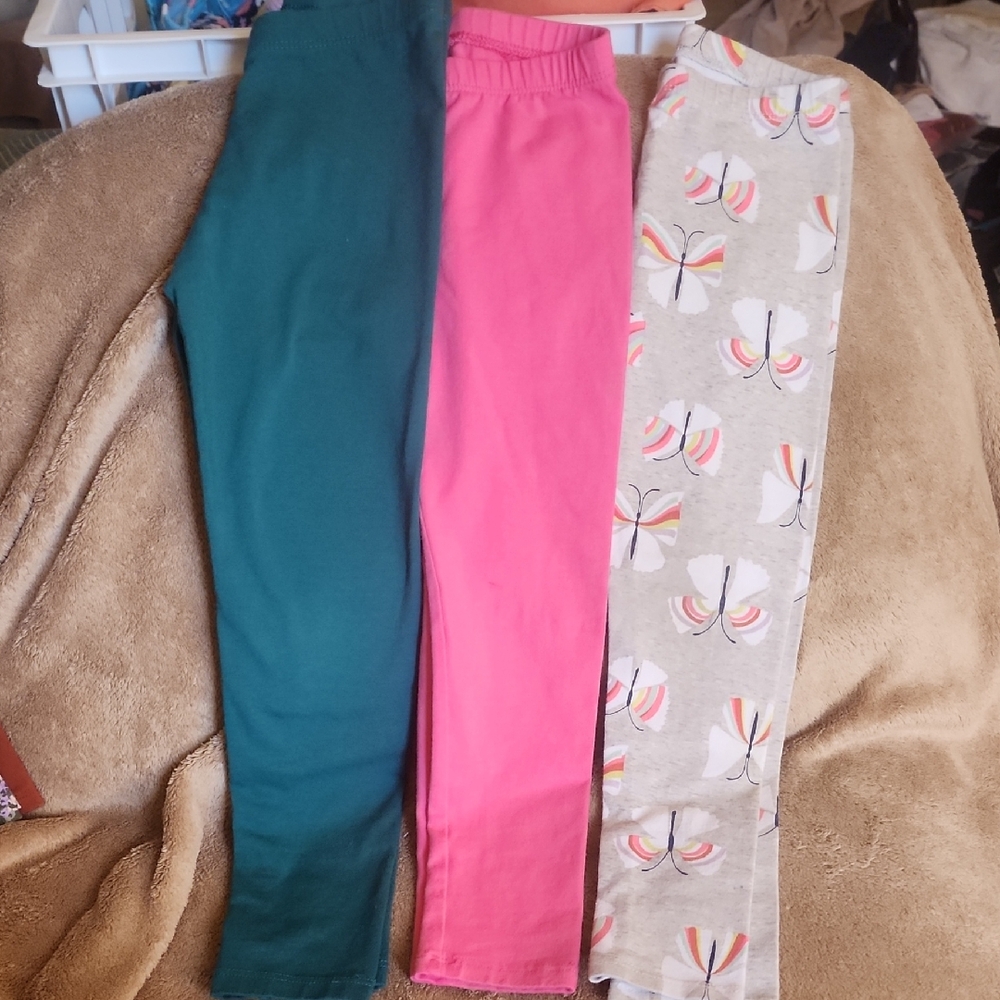 *nd Cat & Jack Girls' Leggings Trio - Green, Pink & Butterfly- Must Be Bundled